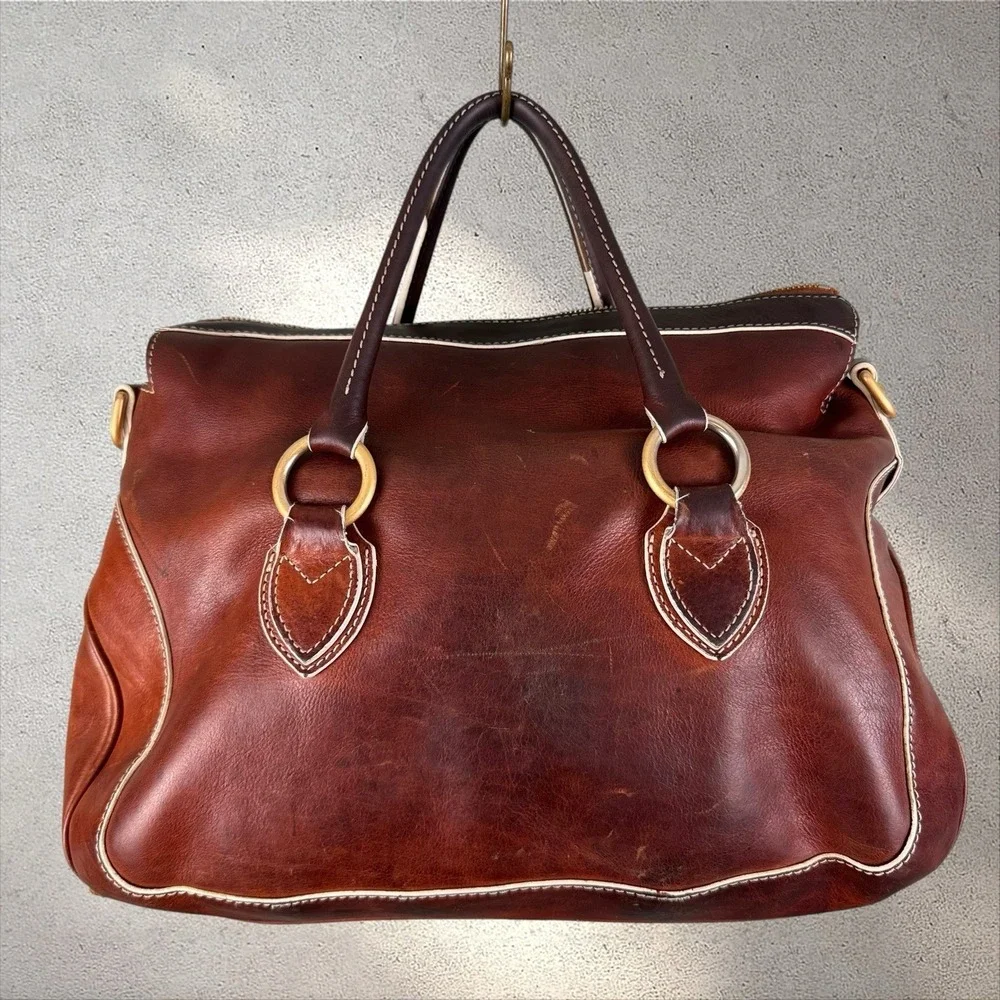 Dooney & Bourke Florentine Edge/Savannah Top Handle Satchel Bag Chestnut Read